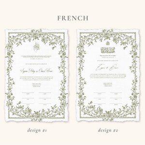 Floral Green Nikkah Certificate | Dini Nikah Belgesi Akdi Hatıra | Islamic Marriage Contract Wedding Muslim Keepsake image 10