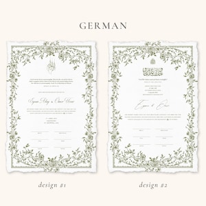 Floral Green Nikkah Certificate | Dini Nikah Belgesi Akdi Hatıra | Islamic Marriage Contract Wedding Muslim Keepsake image 9