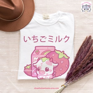 Japanese Black White Pink E-Girl Kawaii Print Anime Tee & Arm