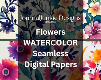 Blumen digitales Papier, Blumen nahtlose Muster, Frühling Aquarell digitales Papier, Florales digitales Papier, Florale Drucke, Blumen Hintergrund