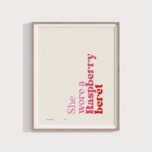 Prince - Raspberry Beret | Raspberry Beret Lyrics Print | Music Print | A4 A3 A2 A1 A0 | Unframed Pop Art