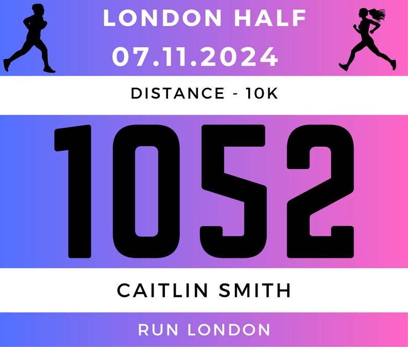 Printable Customizable Race Bib Running Event Editable Canva Etsy