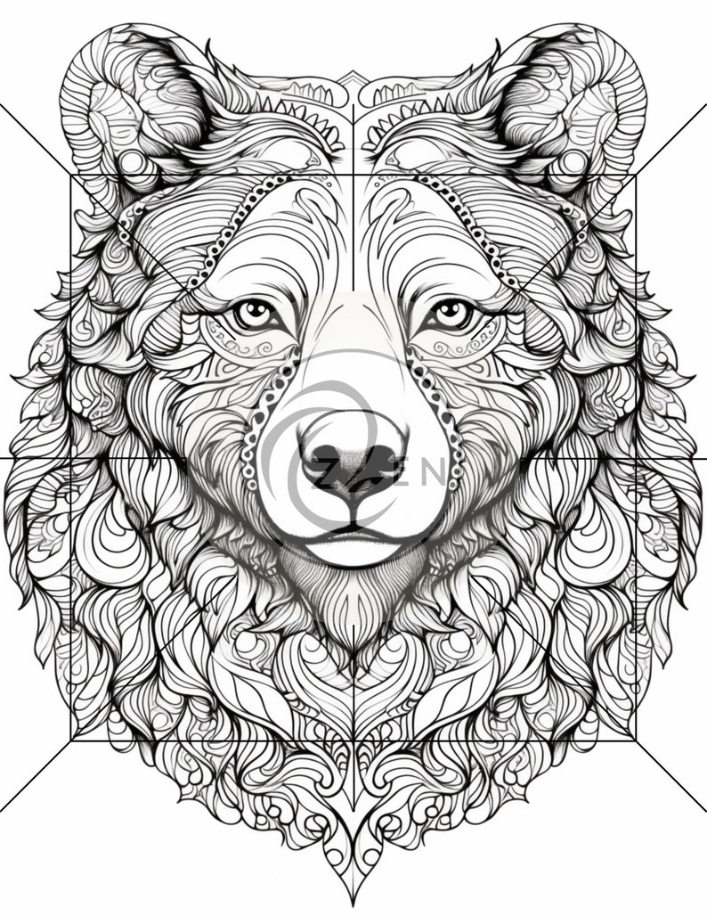 Mandala Animals Coloring Pages Wild Animals Intricate High - Etsy