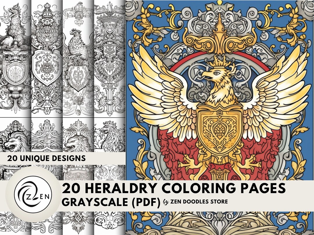 20 Heraldry Crests Coloring Pages Intricate High Quality - Etsy
