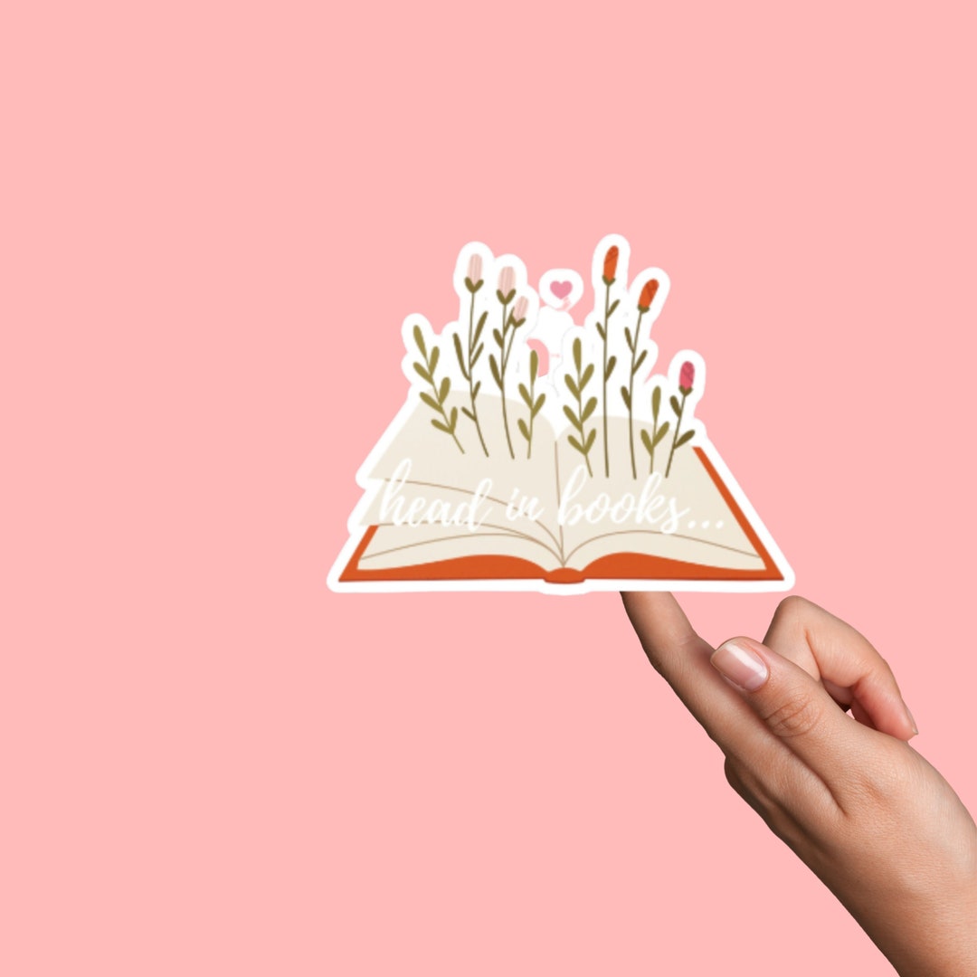 Head in Books Sticker / Book Shelf Sticker / Reading Sticker / Etsy