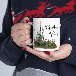 Garden Vibes, Garden coffee cup, garden coffee mug, flower tea cup, garden tea cup, flower cup, flower coffee mug