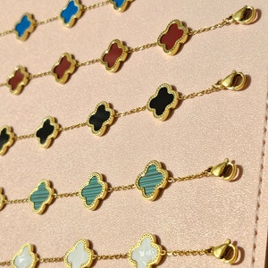 18K Gold Plated Bracelet, Four Leaf Clover Bracelet, Lucky Clover Bracelet, Clover Bracelet, Irish Bracelet image 3