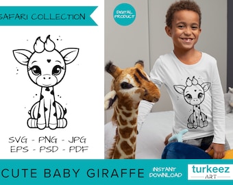 Cute Baby Giraffe, Baby Giraffe SVG, Cute Giraffe Png, Cute Giraffe SVG, Safari Clipart, Svg File For Cut, Safari SVG, Circut Silhouette