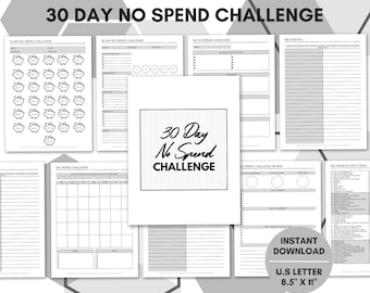 30 Day No Spend Challenge, No Spend Challenge Printable, Money Saving Tracker, Budgeting Workbook, Financial Detox Journal, Personal Finance