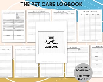 The Pet Care Logbook Printable, Pet Care Tracker, Pet Care Log, Vaccination Record, Grooming Log, Pet Parent Planner, Pet Log