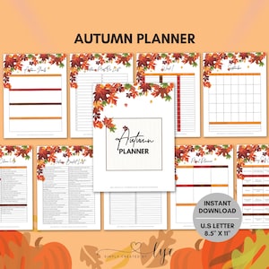 Autumn Planner, Fall Themed Organizer, Daily Planner, Fall Planner, Monthly Planner, Weekly Planner, Autumn Bucket List, Fall Clean-Up