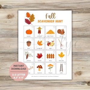 Fall Scavenger Hunt, Autumn Scavenger Hunt, Scavenger Hunt For Kids, Scavenger Hunt Printable, Kids Outdoor Activity, Kids Scavenger Hunt