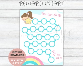 Printable Kids Reward Chart, Printable Chart For Kids Behavior, Kids Reward Chart, Toddler Potty Reward Chart, Potty Training Chart Goals