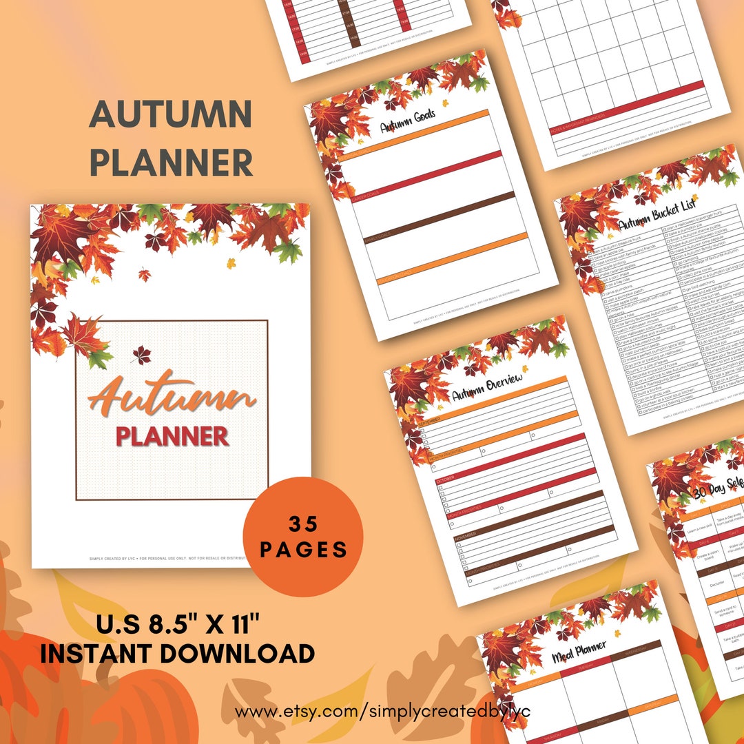Autumn Planner Fall Themed Organizer Daily Planner Fall - Etsy
