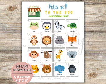 Zoo Scavenger Hunt Digital Printable - Etsy