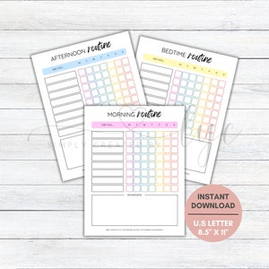 Routine Charts for Kids Printable, Morning Routine, Afternoon Routine, Bedtime Routine, Routines for Kids, Routines Charts, Routines