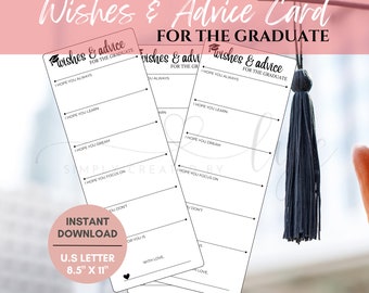 Graduation Advice Card, Words of Wisdom, Custom Advice for Graduate, Keepsake Card, Advice for the Graduate, Graduate Wisdom Card