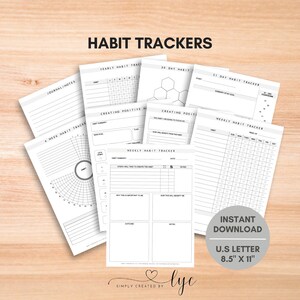 Habit Trackers, Goal Tracker, Daily Habit Tracker, Weekly Habit Tracker, Monthly & Yearly Habit Tracker, Habit Records