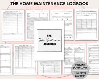 Home Maintenance Logbook, Household Organizer, Maintenance Tracker, Home Maintenance Log, Monthly Maintenance Tracker, Outdoor Maintenance