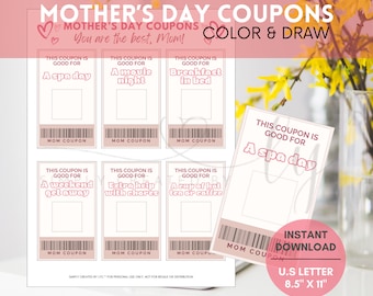 Moederdagcoupons, gepersonaliseerd cadeau voor moeder