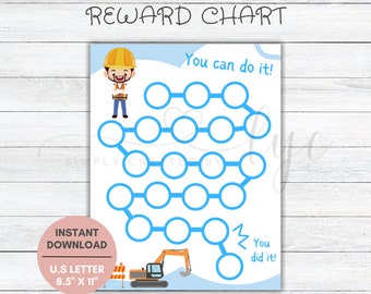 Printable Kids Reward Chart, Printable Chart For Kids Behavior, Kids Reward Chart, Toddler Potty Reward Chart, Potty Training Chart Goals