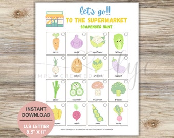Supermarket Veggies Scavenger Hunt, Indoor Treasure Hunt Printable, Scavenger Hunt For Kids, Kids Indoor Games, Preschool Outdoor Activity