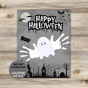 Ghost Handprint Craft for Kids, Halloween Art