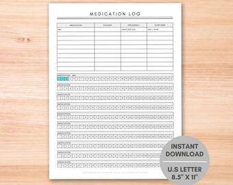 Medication Log, Medication Log Book, Pill Tracker, Daily Medication Journal, Health Tracker, Prescription Organizer, Medicine Record