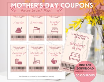 Moederdagcoupons, cadeau voor moeder, couponboek voor moeder, cadeau van kinderen, Moederdagcadeau, liefdesvouchers, liefdescoupons, couponboekje