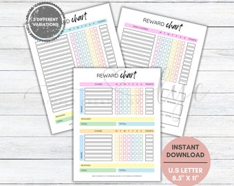 Kids Reward Chart, Printable Chart For Kids Behavior, Kids Reward Chart, Toddler Potty Reward Chart, Potty Training Chart Goals