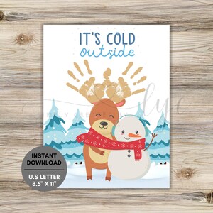 Winter Reindeer Handprint Craft for Kids, Handprint Art, Finger Paint Craft Keepsake, Hand Paint Craft, Winter Kids Crafts, Winter Crafts