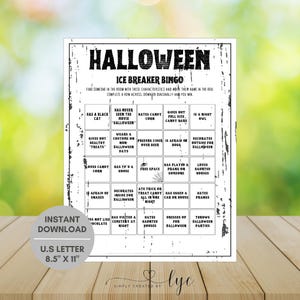 Halloween Ice Breaker Bingo, Printable Halloween Games, Printable Party Games, Printable Halloween Games for Kids, Teens & Adults