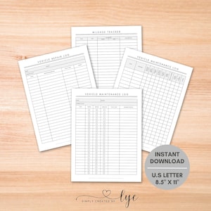 Vehicle Maintenance Logs, Vehicle Service Record, Auto Maintenance Tracker, Organizer for Vehicle Maintenance, Log Book for Cars, Car Record