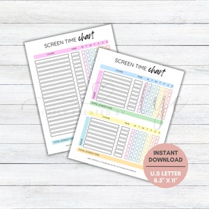 Screen Time Chart, Earn Screen Time, Printable Kids Screen Time Tracker, How to Earn Screen Time Chart, Kids Screen Time Chart