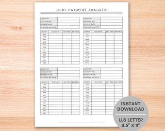 Debt Payment Tracker, Money Management, Financial Planning, Debt Pay Off, Debt Repayment