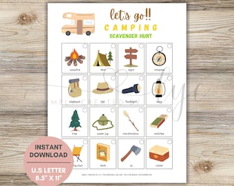 Camping Scavenger Hunt, Outdoor Treasure Hunt Printable, Scavenger Hunt For Kids, Kids Camping Games, Preschool Outdoor Activity, Camp Game