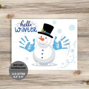 Snowman Handprint Craft for Kids, Handprint Art, Finger Paint Craft Keepsake, Hand Paint Craft, Winter Kids Crafts, Winter Crafts