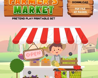 Farmer's Market Pretend Play, Pretend Play, Classroom Pretend Play, Home Pretend Play, Farmer's Market Paper Play, Farmer's Market Activity