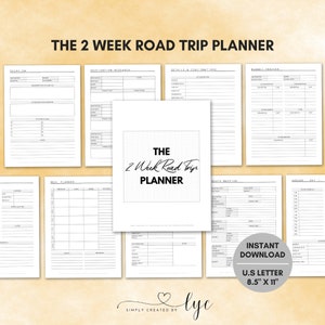 2 Week Road Trip Planner Printable, Day Trip Planner, Travel Journal, Adventure Organizer, Family Road Trip Planner, Road Trip planner
