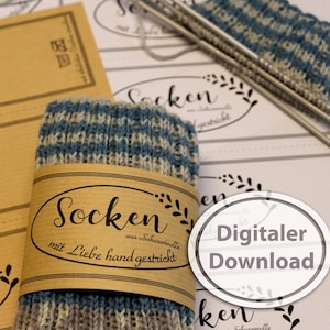 Sock banderole for new wool socks, for download and printing for self-knitted socks, pdf Din A4 file