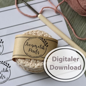 Cosmetic pads banderole for self-crocheted or sewn cosmetic pads / scrubbies, pdf Din A4 file for download and printing