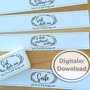 Emballage de savon - banderole pour savons faits maison, fichier PDF à télécharger au format DIN A4 pour impression, emballage cadeau, emballage de vente