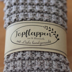 Topflappen-Banderole zum Download und Ausdrucken für selbst gestrickte oder gehäkelte Topflappen , pdf Din A4 Datei Bild 4