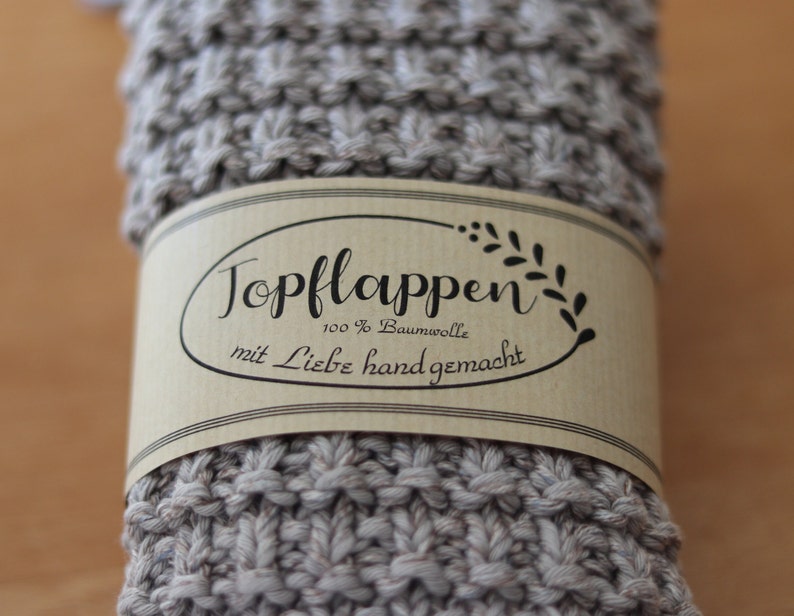 Topflappen-Banderole zum Download und Ausdrucken für selbst gestrickte oder gehäkelte Topflappen , pdf Din A4 Datei Bild 4