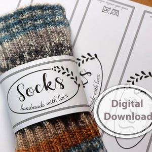 Printable Wrap Label for Handmade Socks | Gift packaging | Downloadable PDF File for Self-Knitted Socks