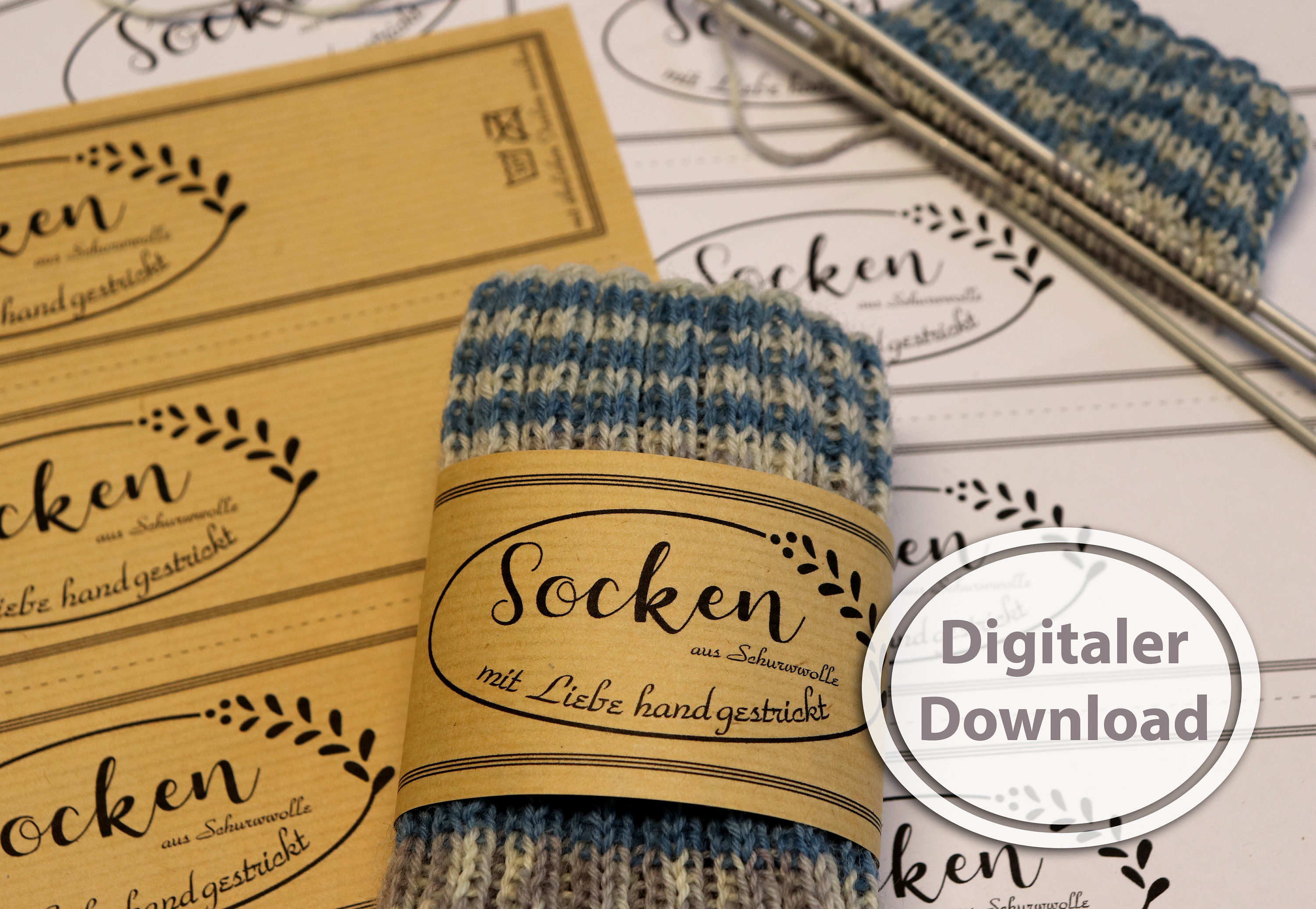 Socken-Banderole zum Download und Ausdrucken für selbst gestrickte
