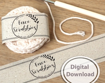 Printable Wrap Label for Handmade Face Scrubbies | Gift packaging | Downloadable PDF File for Self-crocheted Scrubbies