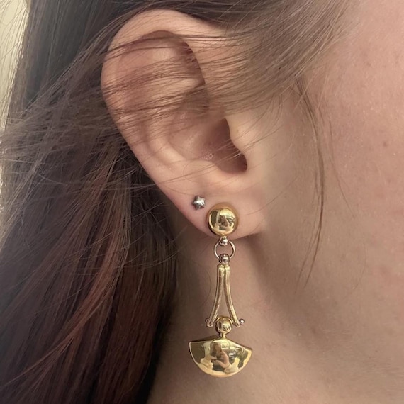 14k Two-Tone Dangle Earrings - image 6