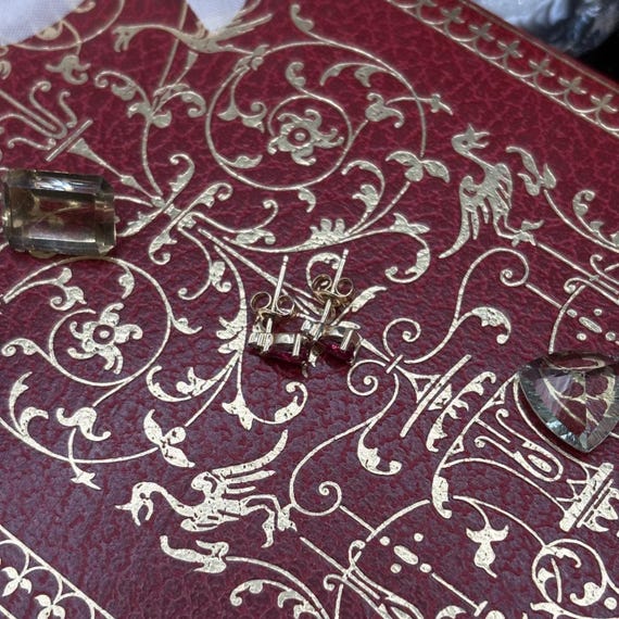 14k Yellow Gold Diamond Ruby Studs - image 4