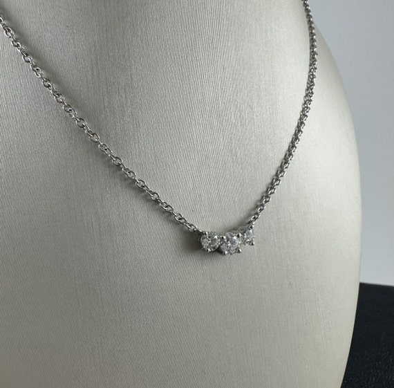 18K White Gold Diamond Necklace - Etsy